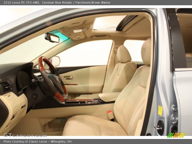 Cerulean Blue Metallic / Parchment/Brown Walnut 2010 Lexus RX 350 AWD