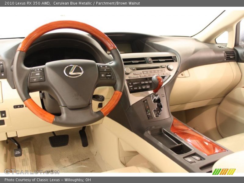 Cerulean Blue Metallic / Parchment/Brown Walnut 2010 Lexus RX 350 AWD