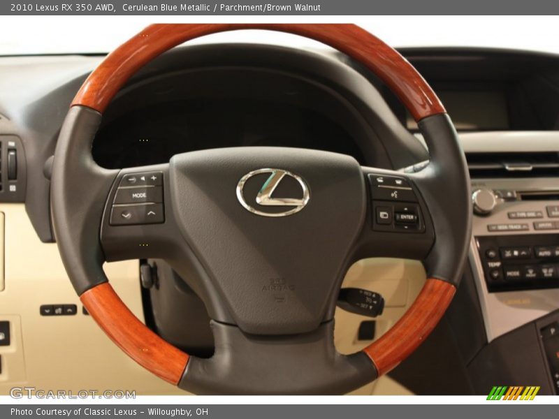 Cerulean Blue Metallic / Parchment/Brown Walnut 2010 Lexus RX 350 AWD