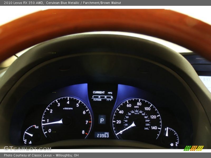 Cerulean Blue Metallic / Parchment/Brown Walnut 2010 Lexus RX 350 AWD