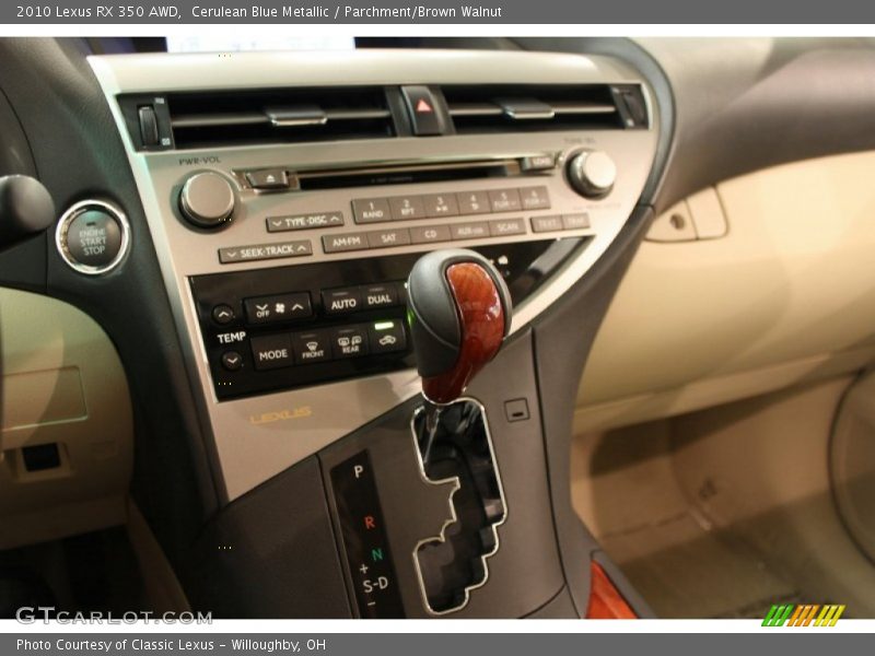Cerulean Blue Metallic / Parchment/Brown Walnut 2010 Lexus RX 350 AWD