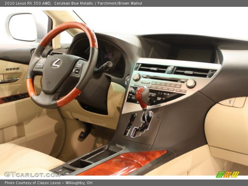 Cerulean Blue Metallic / Parchment/Brown Walnut 2010 Lexus RX 350 AWD