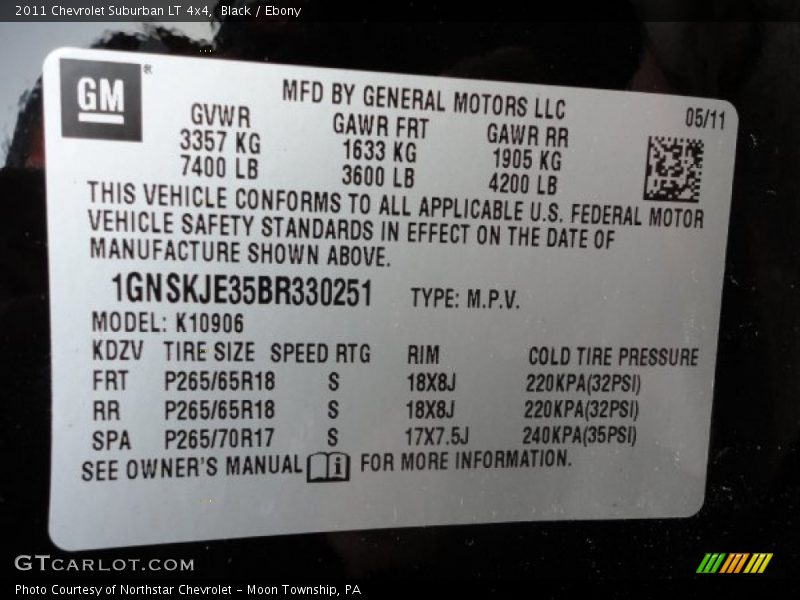 Black / Ebony 2011 Chevrolet Suburban LT 4x4