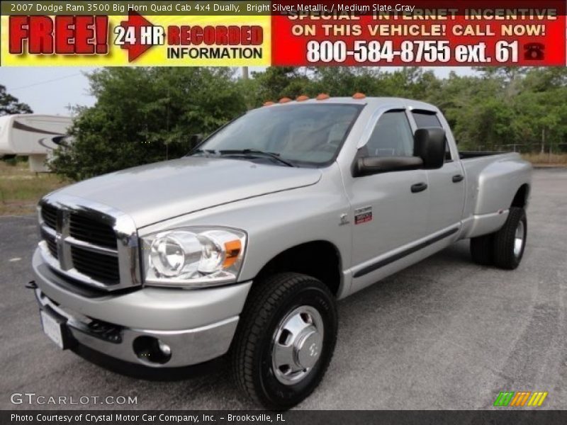 Bright Silver Metallic / Medium Slate Gray 2007 Dodge Ram 3500 Big Horn Quad Cab 4x4 Dually