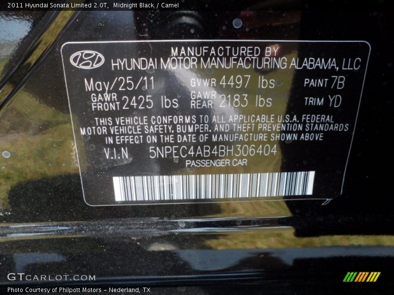 Midnight Black / Camel 2011 Hyundai Sonata Limited 2.0T