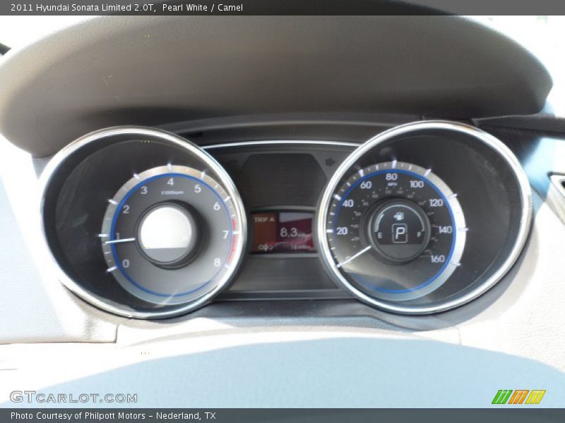 Pearl White / Camel 2011 Hyundai Sonata Limited 2.0T