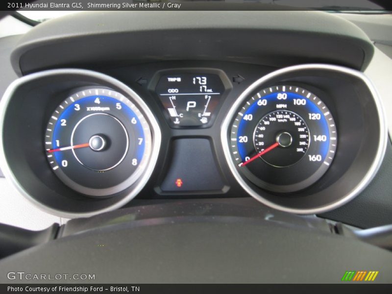 Shimmering Silver Metallic / Gray 2011 Hyundai Elantra GLS