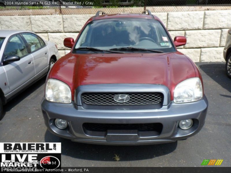 Merlot Red / Gray 2004 Hyundai Santa Fe GLS 4WD