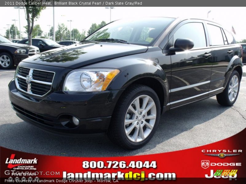 Brilliant Black Crystal Pearl / Dark Slate Gray/Red 2011 Dodge Caliber Heat