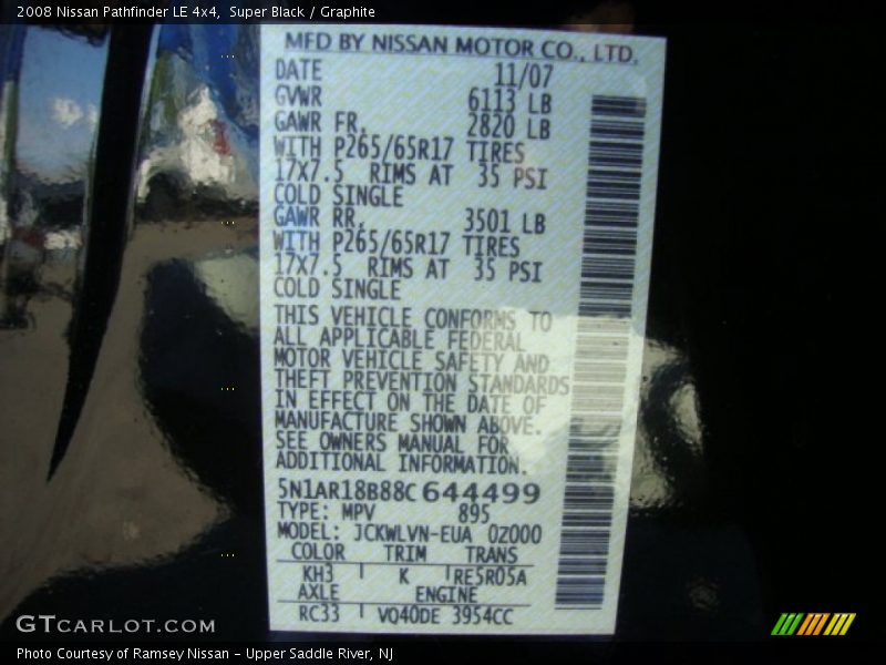 Super Black / Graphite 2008 Nissan Pathfinder LE 4x4