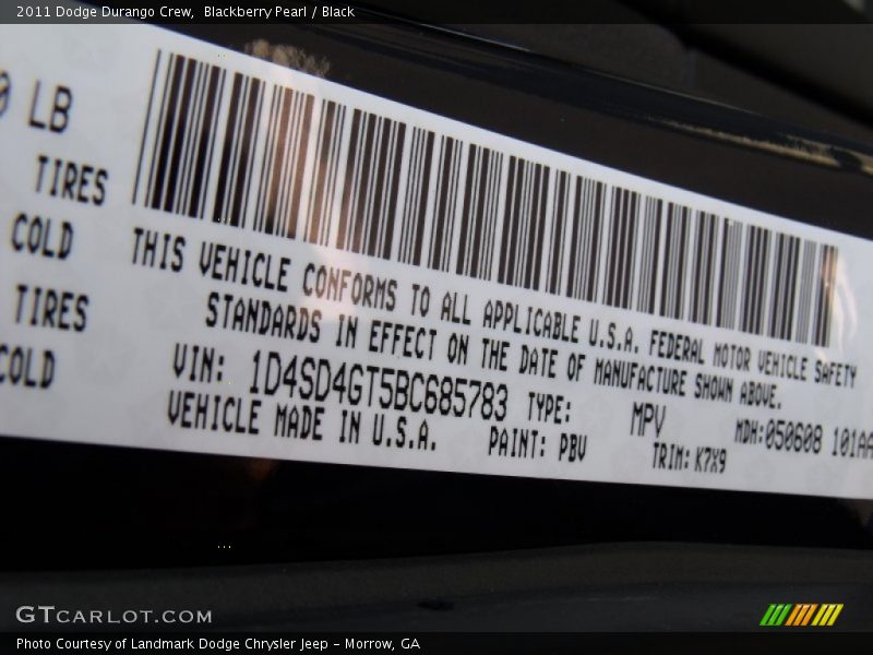 Blackberry Pearl / Black 2011 Dodge Durango Crew