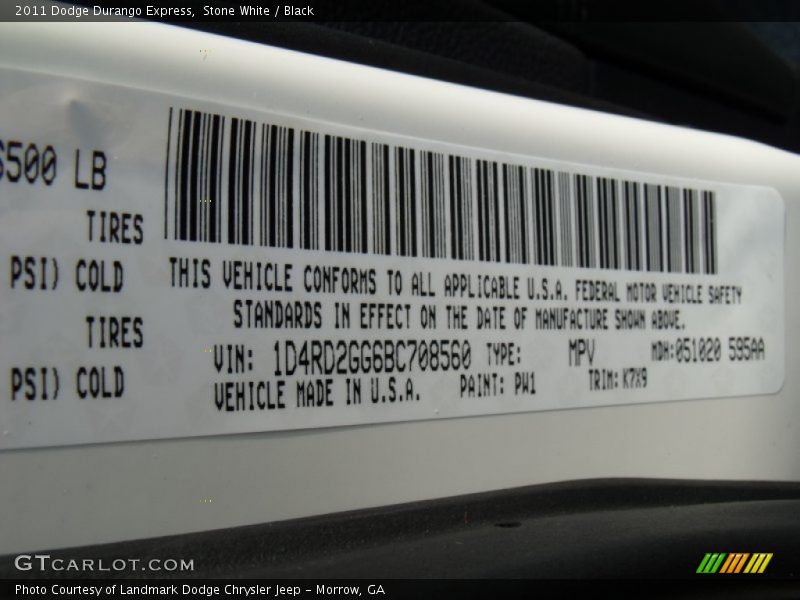 Stone White / Black 2011 Dodge Durango Express