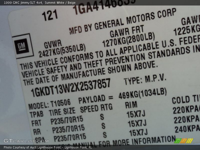 Summit White / Beige 1999 GMC Jimmy SLT 4x4