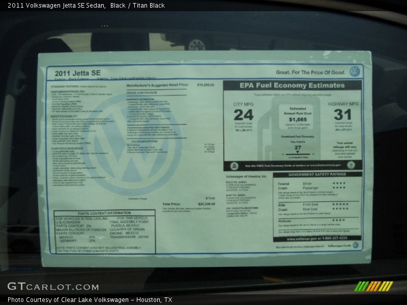 Black / Titan Black 2011 Volkswagen Jetta SE Sedan