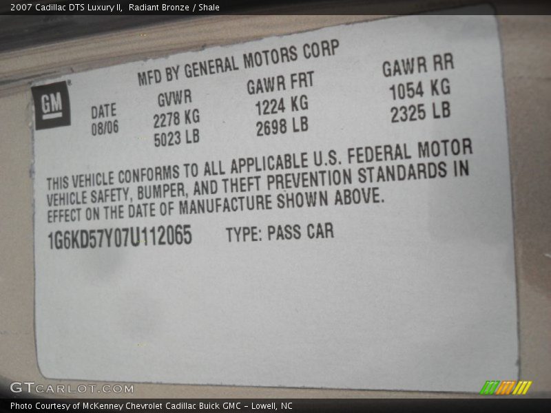 Radiant Bronze / Shale 2007 Cadillac DTS Luxury II