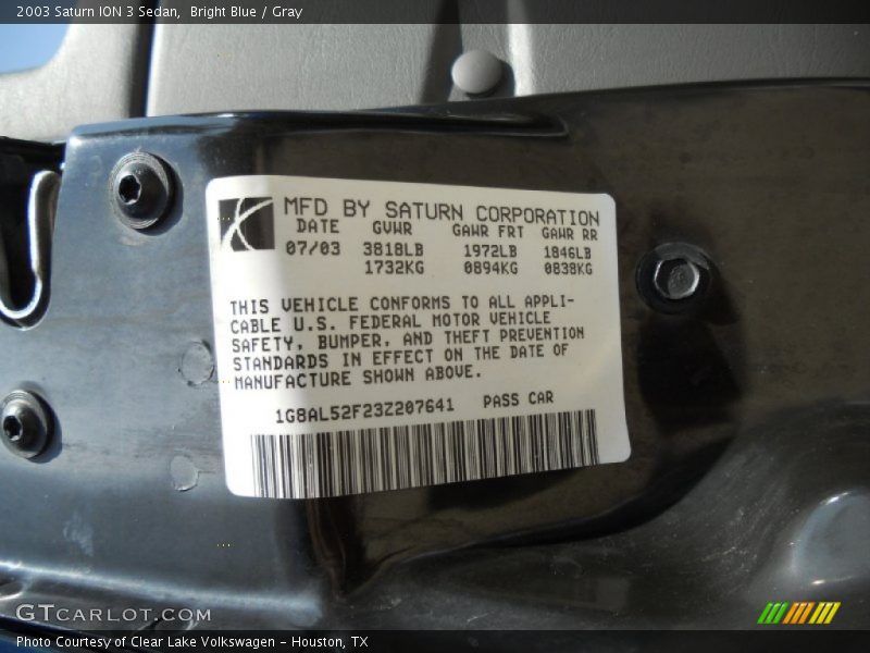 Bright Blue / Gray 2003 Saturn ION 3 Sedan