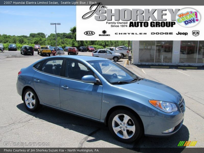 Seattle Light Blue / Black 2007 Hyundai Elantra Limited Sedan