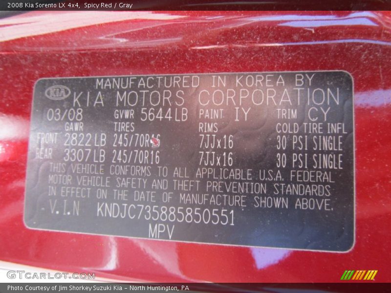 Spicy Red / Gray 2008 Kia Sorento LX 4x4