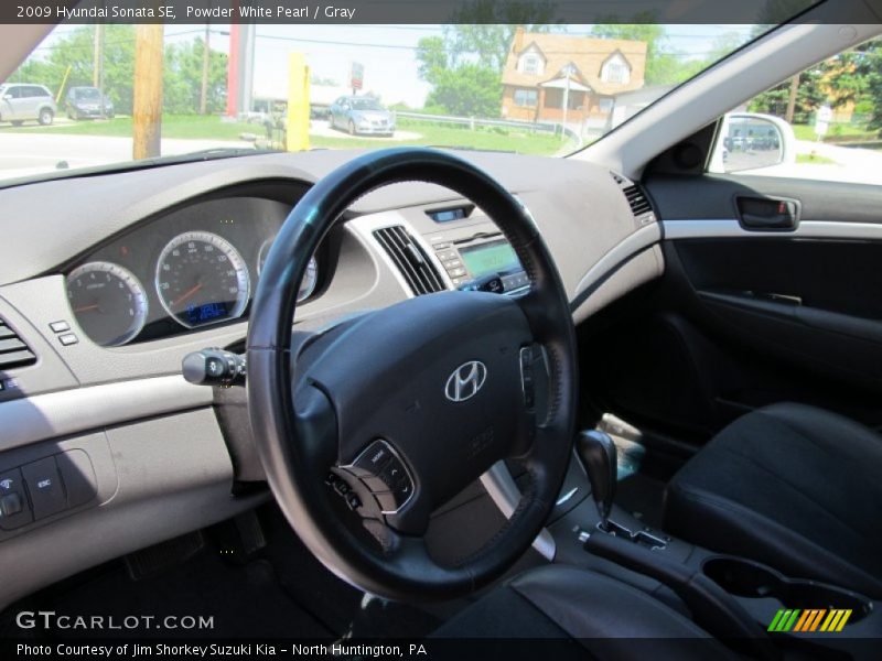 Powder White Pearl / Gray 2009 Hyundai Sonata SE