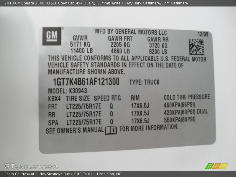 Summit White / Very Dark Cashmere/Light Cashmere 2010 GMC Sierra 3500HD SLT Crew Cab 4x4 Dually