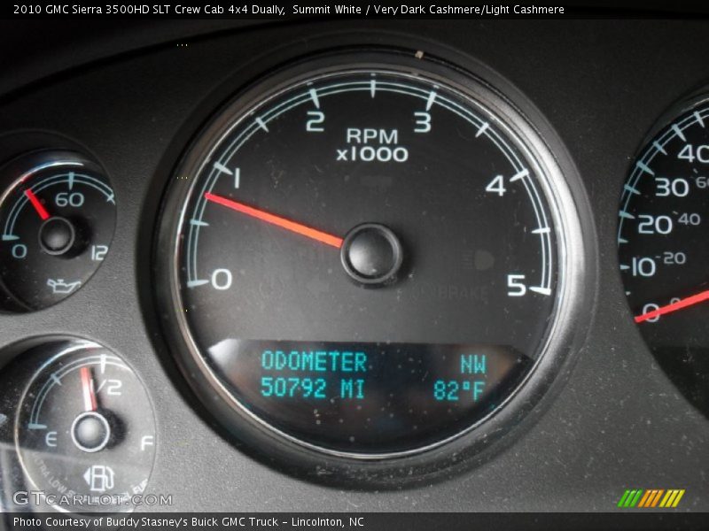 Summit White / Very Dark Cashmere/Light Cashmere 2010 GMC Sierra 3500HD SLT Crew Cab 4x4 Dually