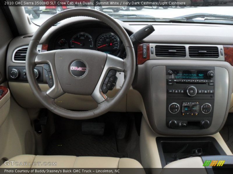 Summit White / Very Dark Cashmere/Light Cashmere 2010 GMC Sierra 3500HD SLT Crew Cab 4x4 Dually