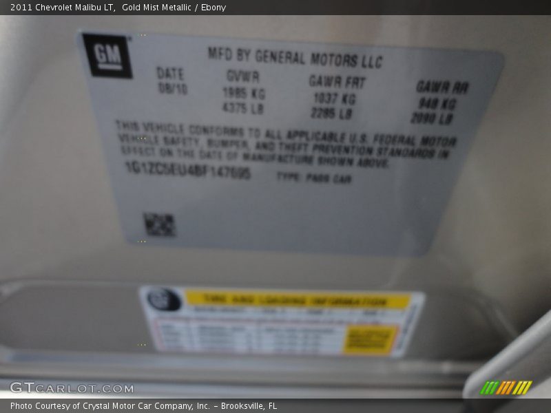 Gold Mist Metallic / Ebony 2011 Chevrolet Malibu LT