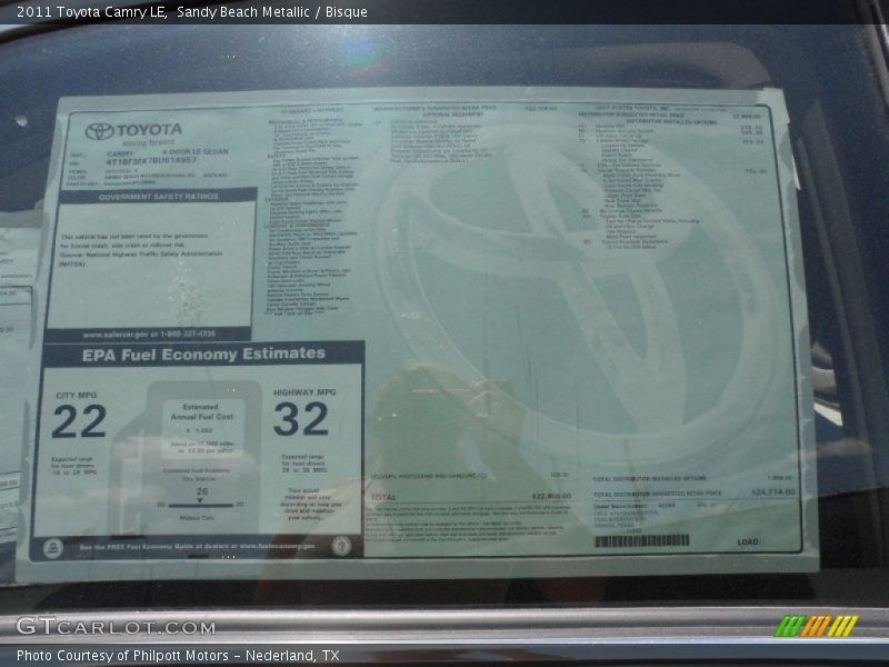 Sandy Beach Metallic / Bisque 2011 Toyota Camry LE