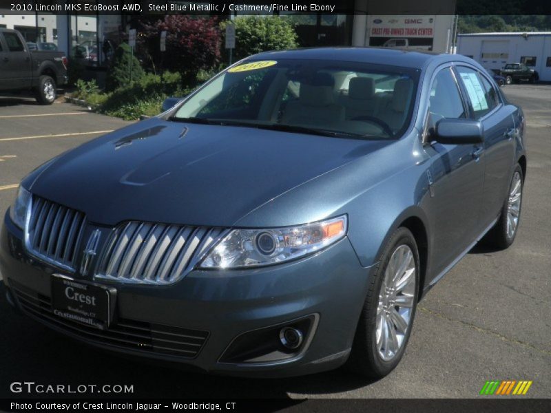 Steel Blue Metallic / Cashmere/Fine Line Ebony 2010 Lincoln MKS EcoBoost AWD