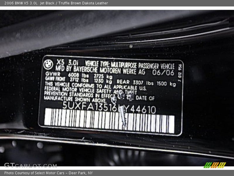 Jet Black / Truffle Brown Dakota Leather 2006 BMW X5 3.0i
