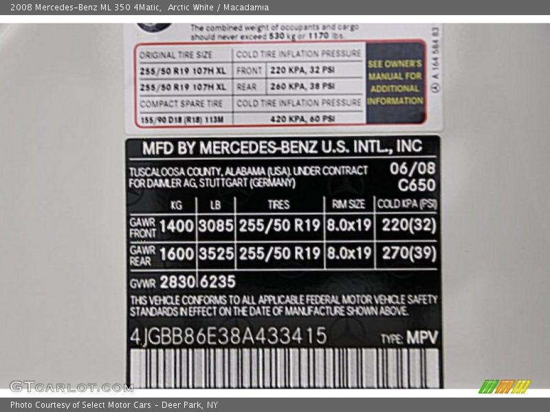 Arctic White / Macadamia 2008 Mercedes-Benz ML 350 4Matic
