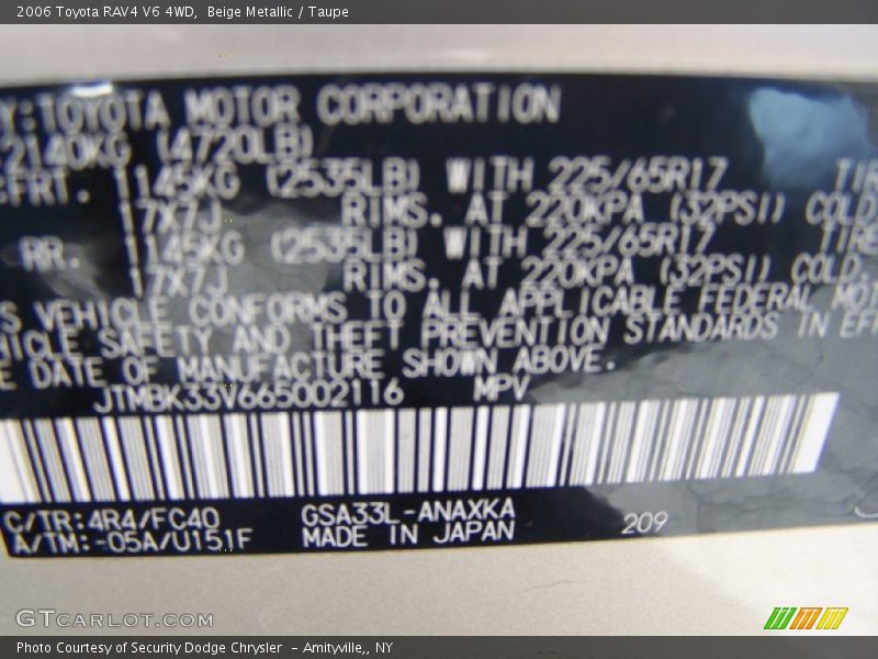 Beige Metallic / Taupe 2006 Toyota RAV4 V6 4WD