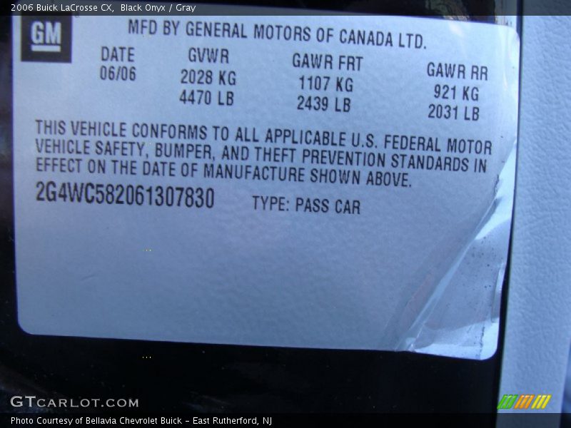 Black Onyx / Gray 2006 Buick LaCrosse CX
