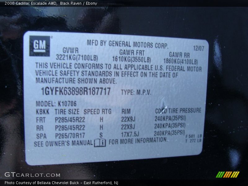 Black Raven / Ebony 2008 Cadillac Escalade AWD