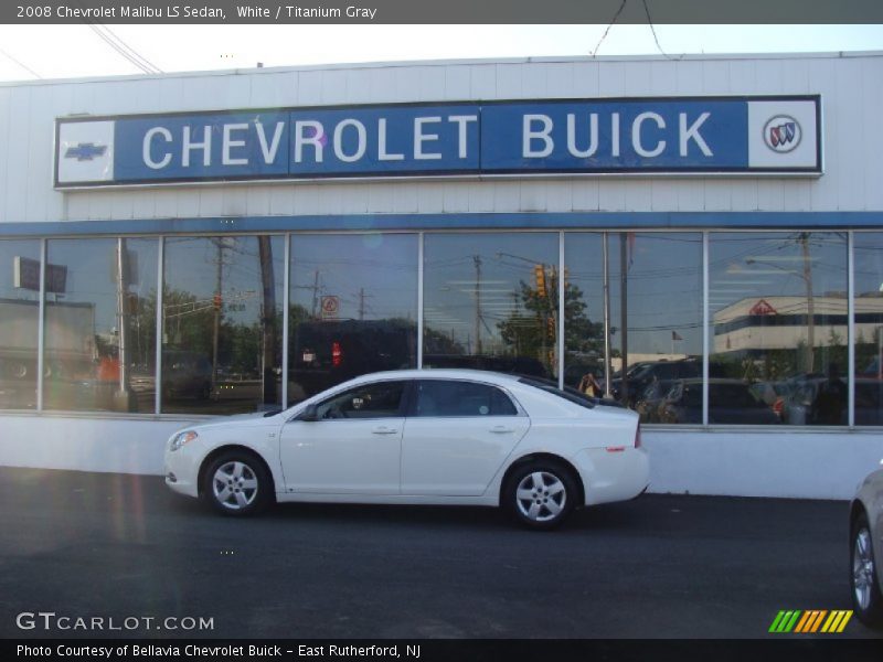 White / Titanium Gray 2008 Chevrolet Malibu LS Sedan