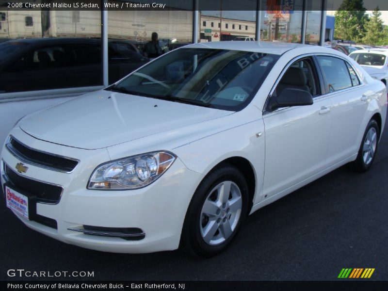 White / Titanium Gray 2008 Chevrolet Malibu LS Sedan