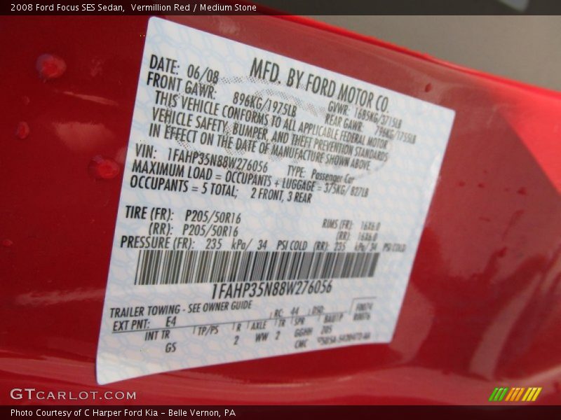 Vermillion Red / Medium Stone 2008 Ford Focus SES Sedan