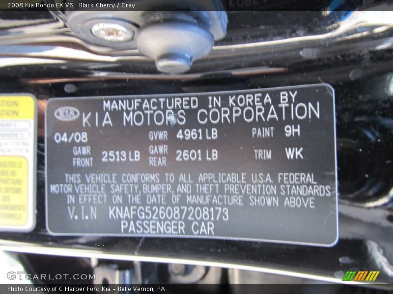 Black Cherry / Gray 2008 Kia Rondo EX V6