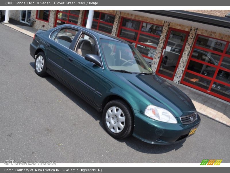 Clover Green Pearl / Beige 2000 Honda Civic LX Sedan