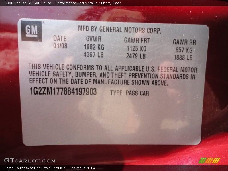 Performance Red Metallic / Ebony Black 2008 Pontiac G6 GXP Coupe