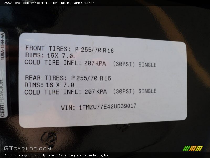 Black / Dark Graphite 2002 Ford Explorer Sport Trac 4x4