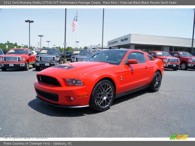 Race Red / Charcoal Black/Black Recaro Sport Seats 2012 Ford Mustang Shelby GT500 SVT Performance Package Coupe