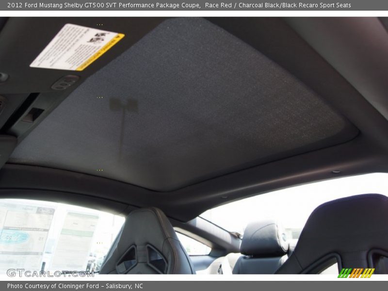 Sunroof of 2012 Mustang Shelby GT500 SVT Performance Package Coupe