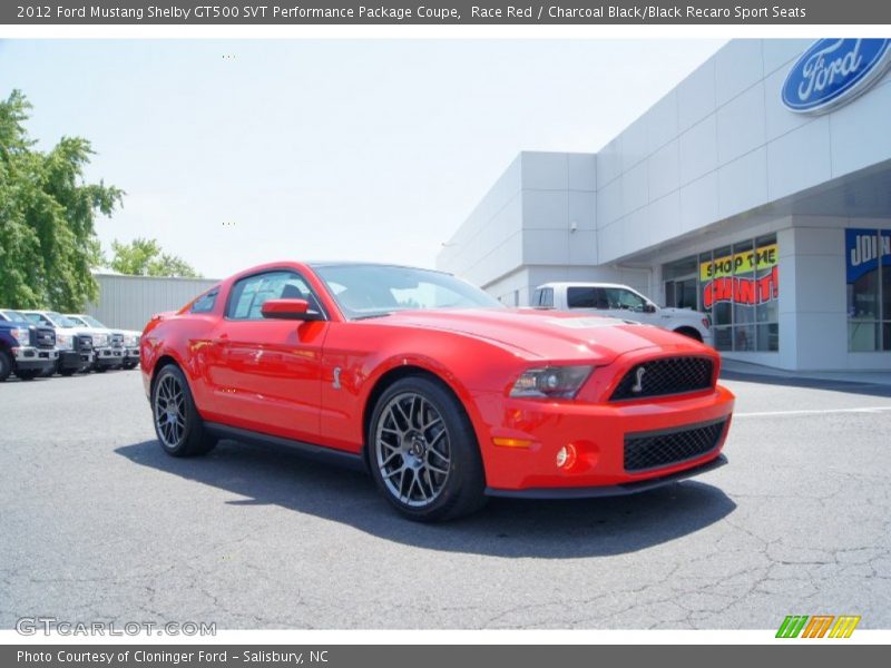 Race Red / Charcoal Black/Black Recaro Sport Seats 2012 Ford Mustang Shelby GT500 SVT Performance Package Coupe