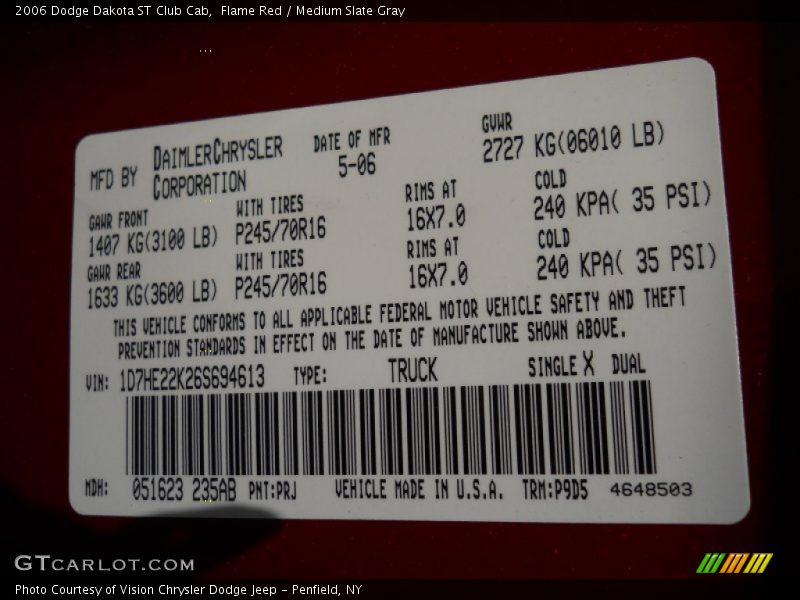 Flame Red / Medium Slate Gray 2006 Dodge Dakota ST Club Cab