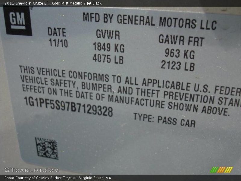 Gold Mist Metallic / Jet Black 2011 Chevrolet Cruze LT