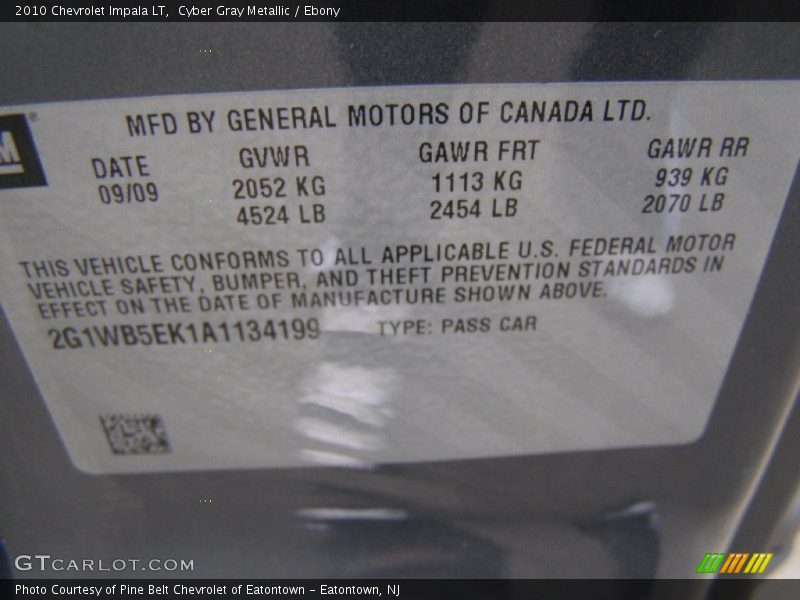 Cyber Gray Metallic / Ebony 2010 Chevrolet Impala LT