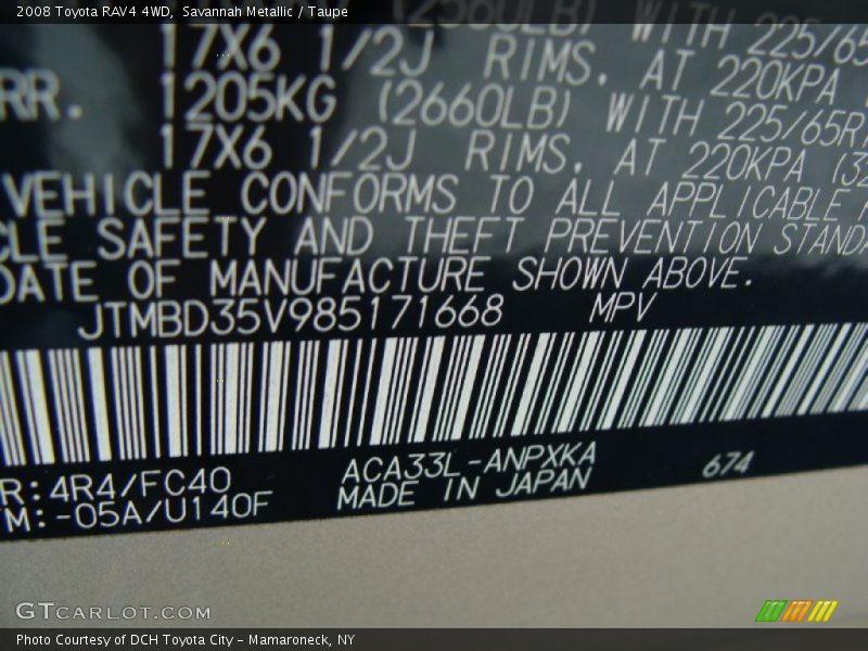 Savannah Metallic / Taupe 2008 Toyota RAV4 4WD