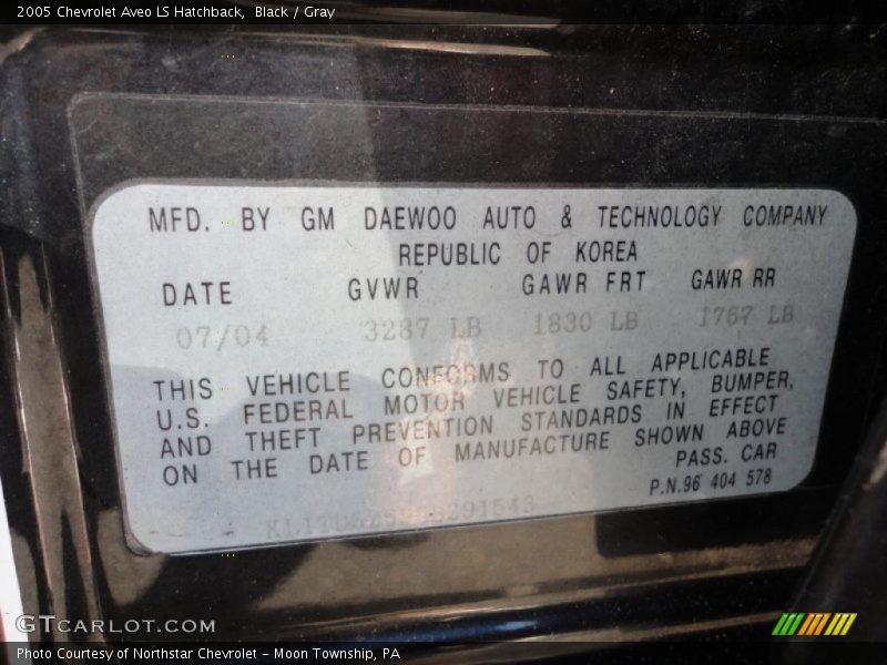 Black / Gray 2005 Chevrolet Aveo LS Hatchback