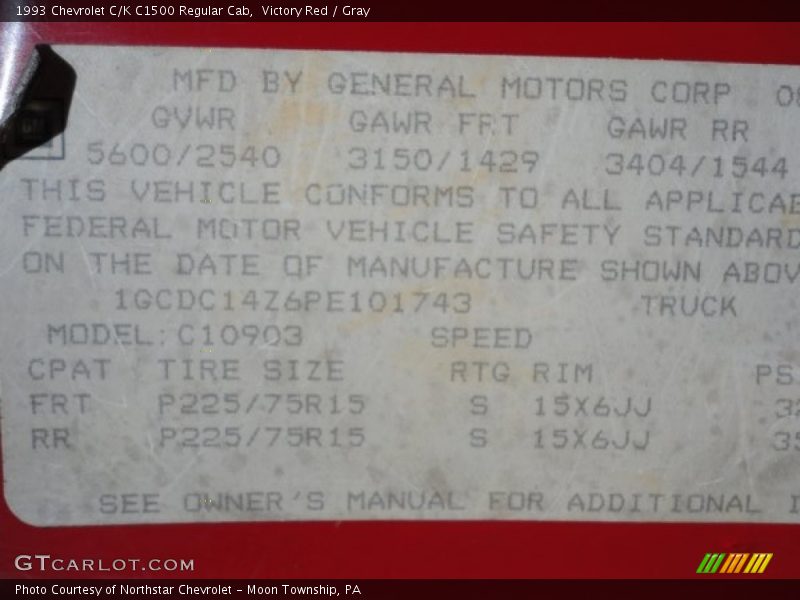 Victory Red / Gray 1993 Chevrolet C/K C1500 Regular Cab